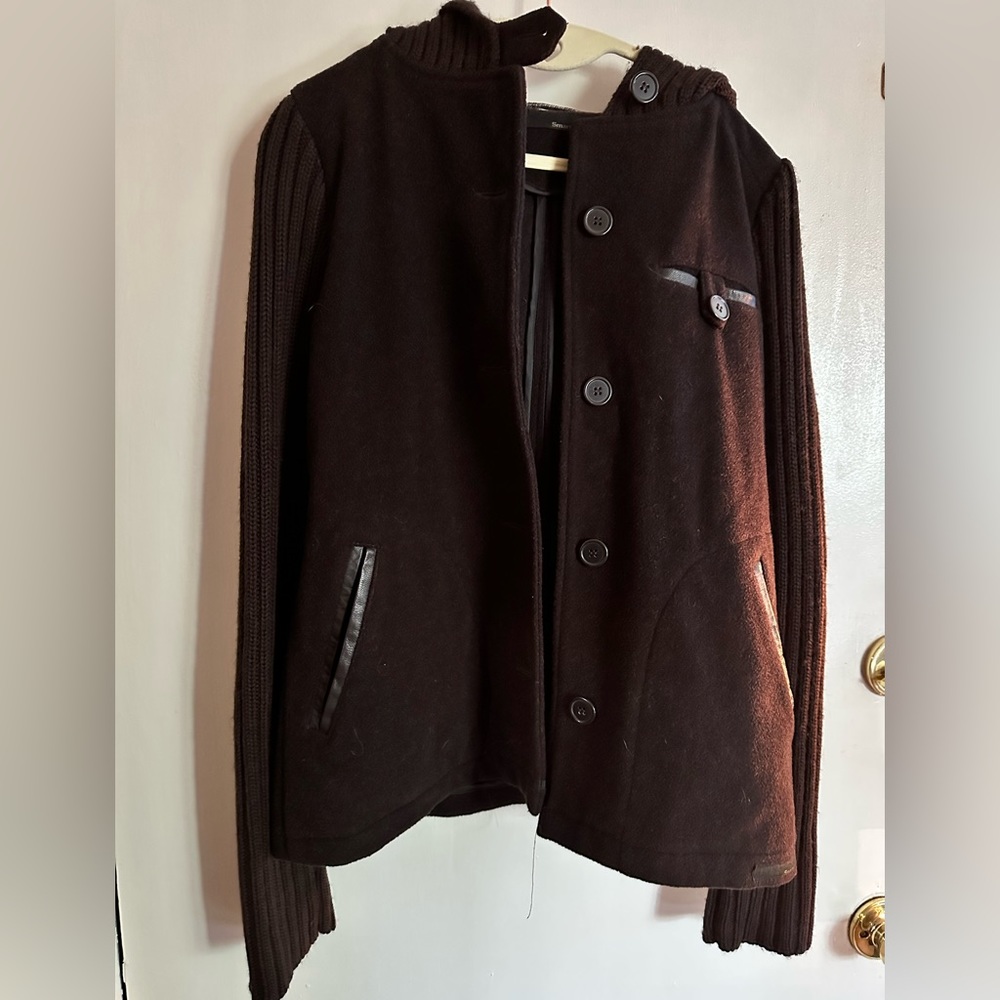 Smart wool brown button up jacket size medium.